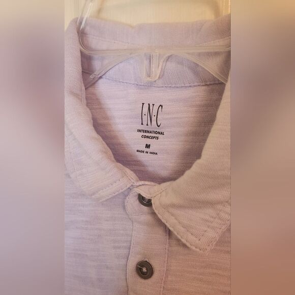 INC International Concept M Lavender ShrtSlv Pocket 100% Cotton  Polo Men Shirt - Picture 3 of 6